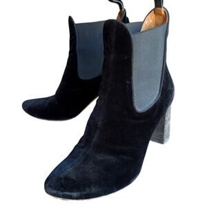 Chloe Black Velvet Block Heel Chelsea Boots - Bohemian Luxe size 41/US 10-10.5